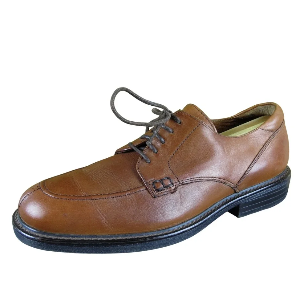 Florsheim Comfortech Men 10 Brown‎ Leather Moc Toe Oxford Dress Shoes